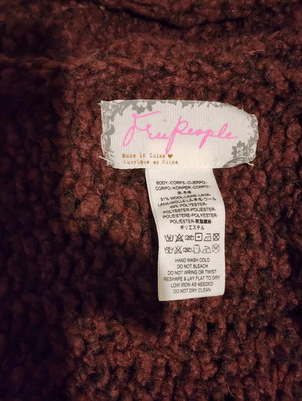 Free People Oversized Chunky Knit Wool Scarf Wool Blend